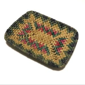 Colorful Bohemian Wicker Rattan Tray / Basket